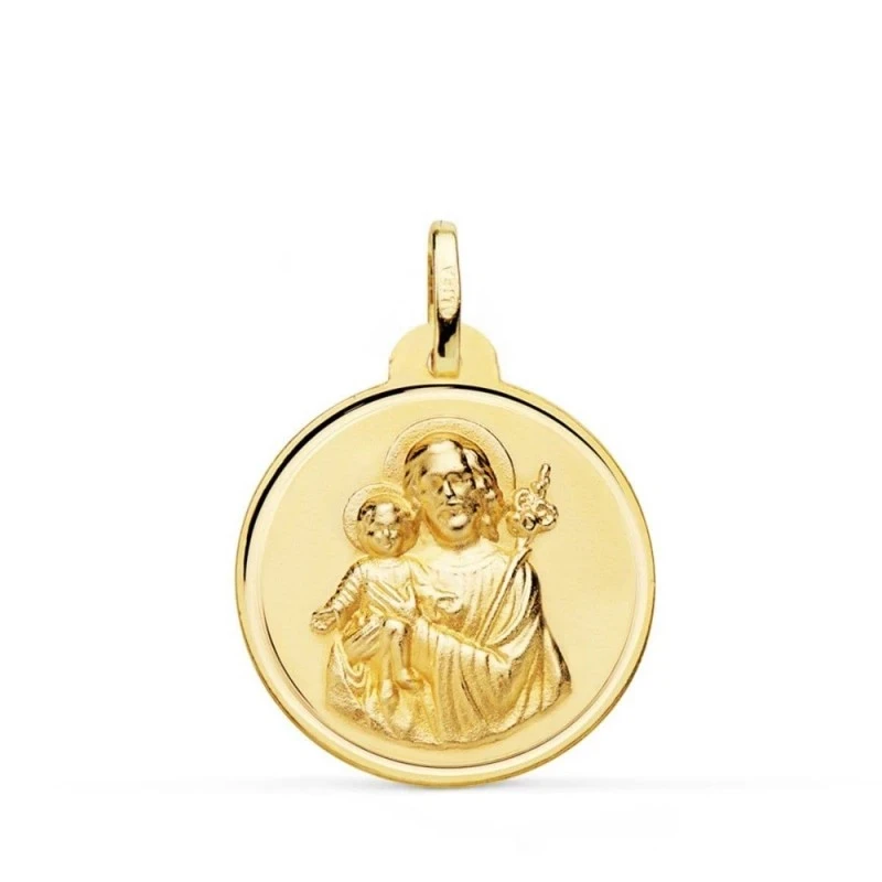 San José Medalla Oro 18k lisa 24 mm. bisel. Grabación incluida en el