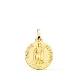Sanctus Expeditus Medalla Oro 18k matizada 16 mm. lisa. Grabación inc