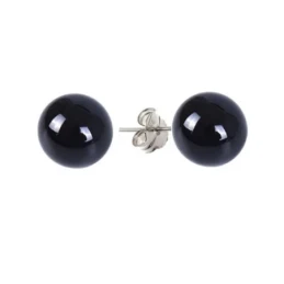 Pendientes Plata Ley 925m mujer perla color negro 14 mm.