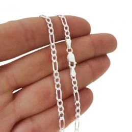 Cadena Plata Ley 925m alternada 3x1 40 cm. ancho 3 mm.