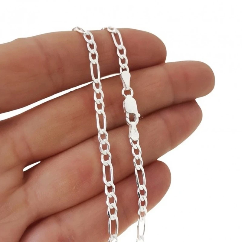 Cadena Plata Ley 925m alternada 3x1 40 cm. ancho 3 mm.