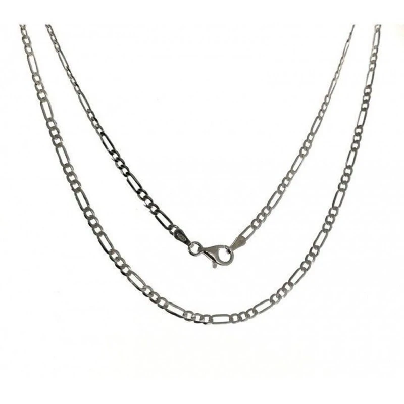 Cadena Plata Ley 925m alternada 3x1 largo 50 cm. ancho 2.5 mm.