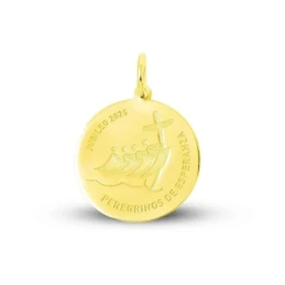 Jubileo 2025 Medalla Oro 18k Peregrinos de Esperanza 20 mm. lisa Cruz