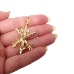 Cristo de la Legión Colgante Plata Ley 925m macizo 44 mm. chapado oro