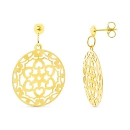 Pendientes Oro 18k mujer redondos formas caladas