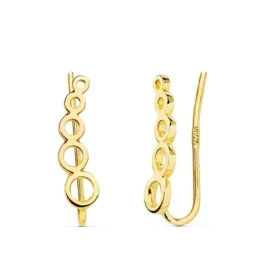 Pendientes Trepadores Oro 18k mujer círculos calados lisos