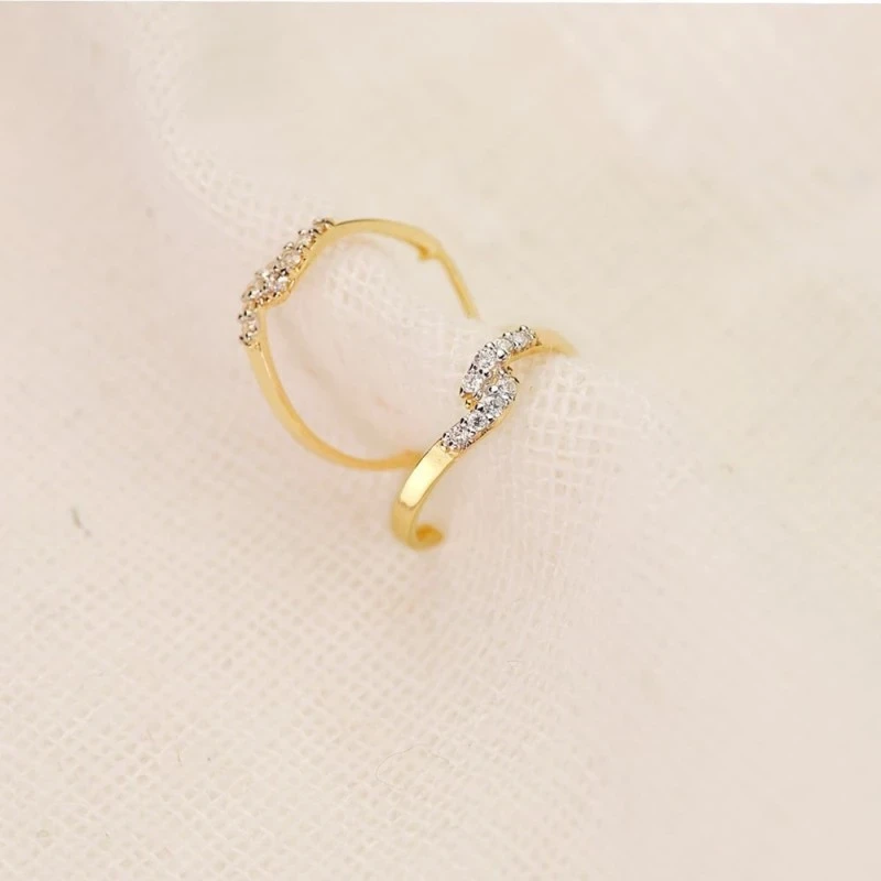 Aros Pendientes Oro 18k mujer 15 mm. abiertos dos hilos circonitas an