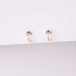 Aros Pendientes Oro 18k mujer 12 mm. aguamarina ovalada abiertos anch