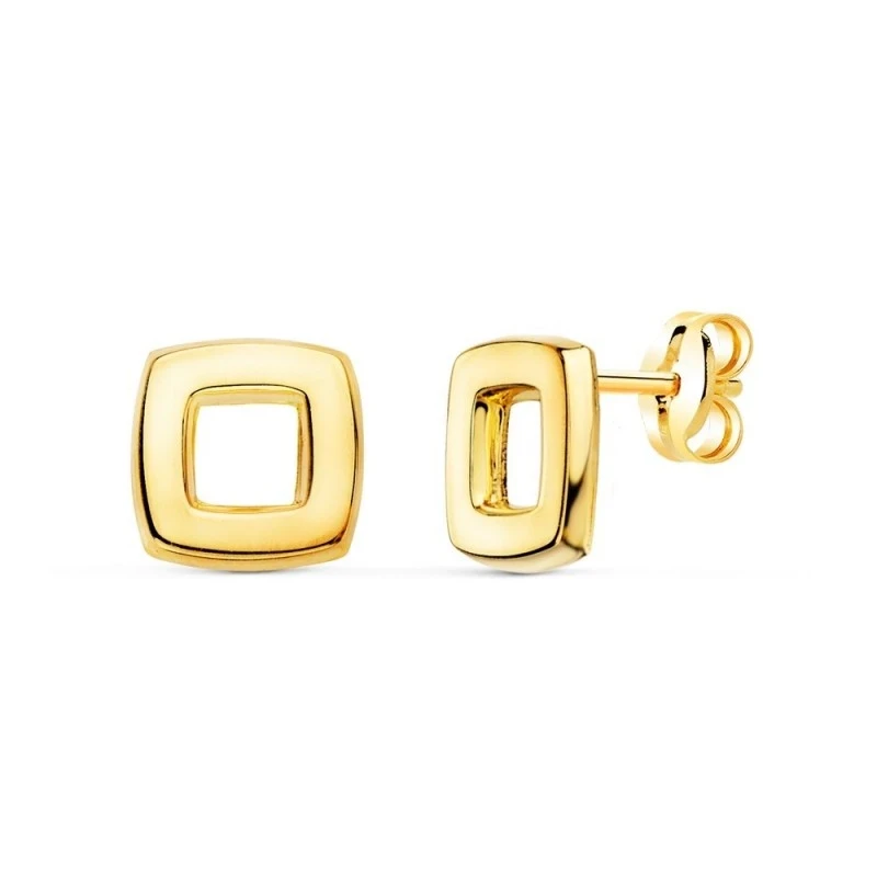 Pendientes Oro 18k mujer 8 mm. cuadrados calados