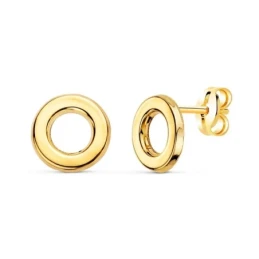 Pendientes Oro 18k mujer 9 mm. redodondos lisos calados
