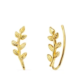 Pendientes Trepadores Oro 18k mujer 14 mm. rama hojas
