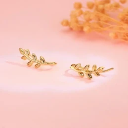 Pendientes Trepadores Oro 18k mujer 14 mm. rama hojas
