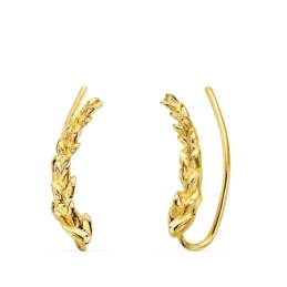 Pendientes Trepadores Oro 18k mujer 15 mm. rama hojas
