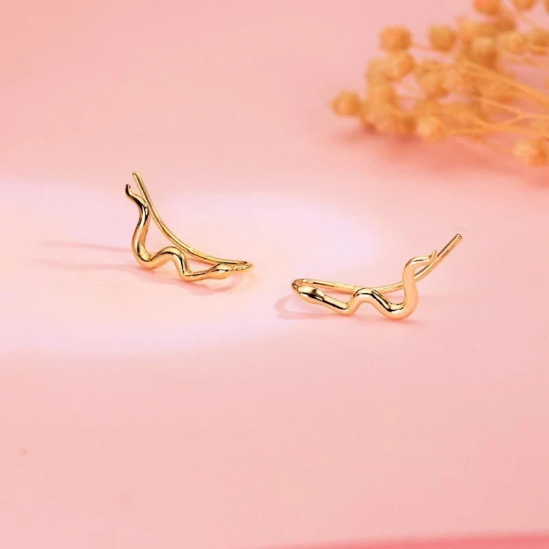 Pendientes Trepadores Oro 18k mujer 15 mm. serpientes