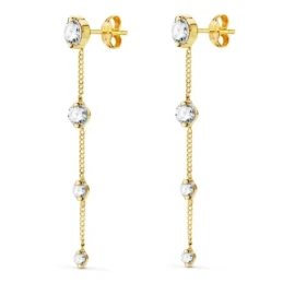 Pendientes Largos Oro 18k mujer 39 mm. cadena circonitas tamaños comb