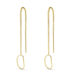 Pendientes Largos Oro 18k mujer 76 mm. cadena detalle ovalado calado