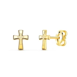 Pendientes Oro 18k mujer 6 mm. forma cruz