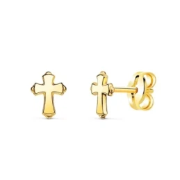 Pendientes Oro 18k mujer 6 mm. forma cruz brillo