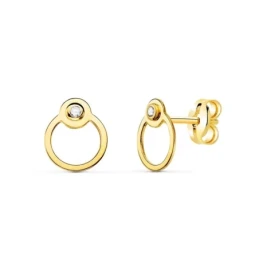 Pendientes Oro 18k mujer 7 mm. redondos calados circonita