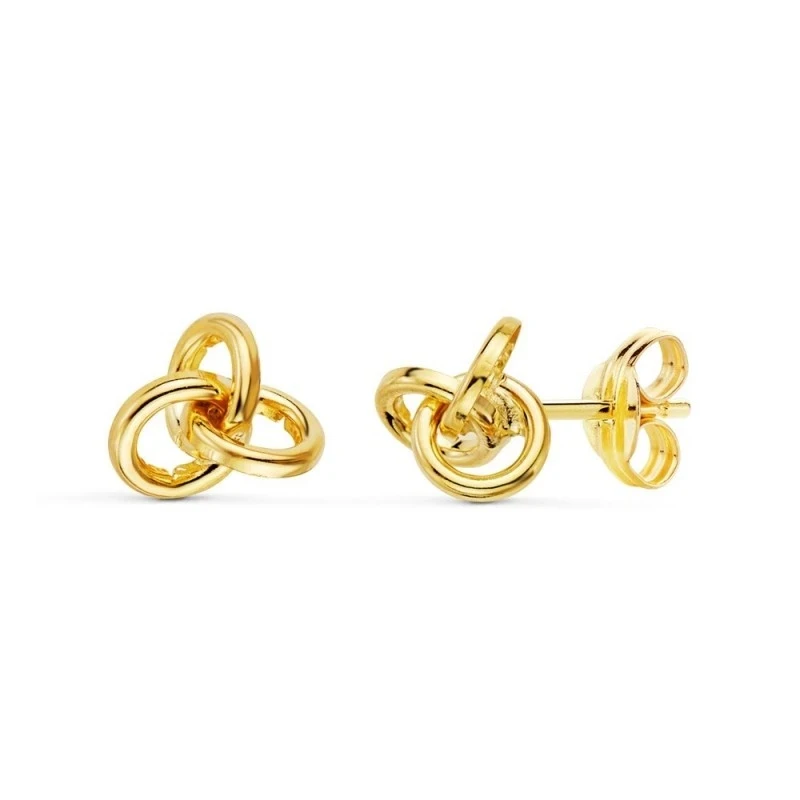 Pendientes Oro 18k mujer 7 mm. tres aros entrelazados