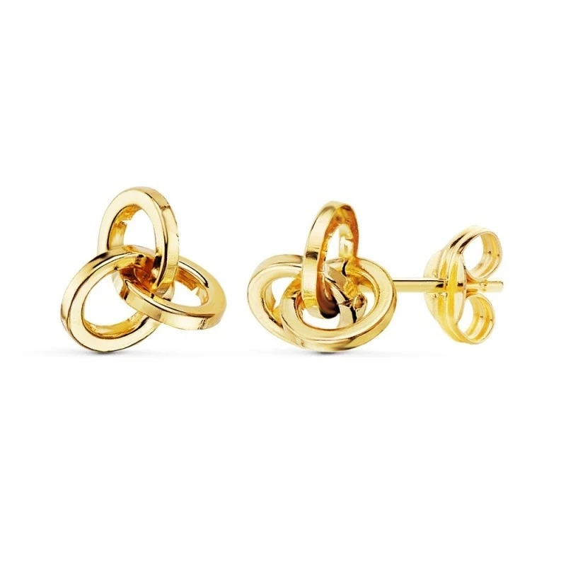 Pendientes Oro 18k mujer 8 mm. tres aros entrelazados