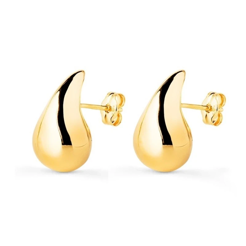 Pendientes Oro 18k mujer 16 mm. gota lisa brillo