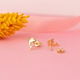 Pendientes Oro 18k mujer 8 mm. forma delfín liso