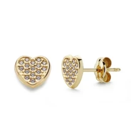 Pendientes Oro 18k mujer 9 mm. forma corazón circonitas