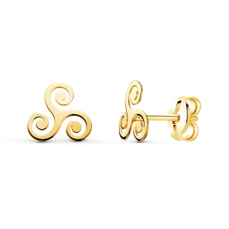 Trisquel Pendientes Oro 18k mujer 7 mm. amuleto brillo