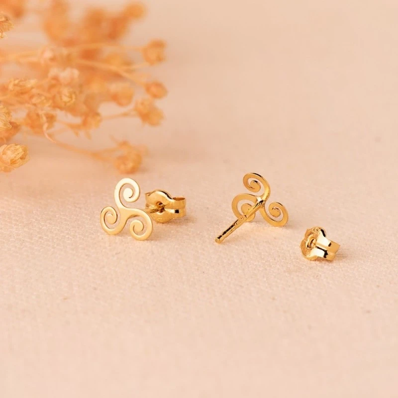 Trisquel Pendientes Oro 18k mujer 7 mm. amuleto brillo