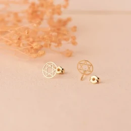 Estrella David Pendientes Oro 18k mujer 8 mm. amuleto calada brillo