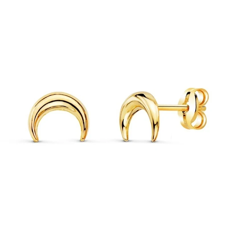 Pendientes Oro 18k mujer 7.5 mm. media luna lisa