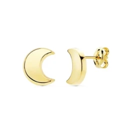 Pendientes Oro 18k mujer 9 mm. media luna brillo