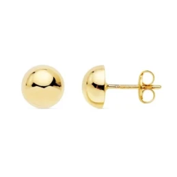 Pendientes Oro 18k mujer 7 mm. media bola lisa brillo