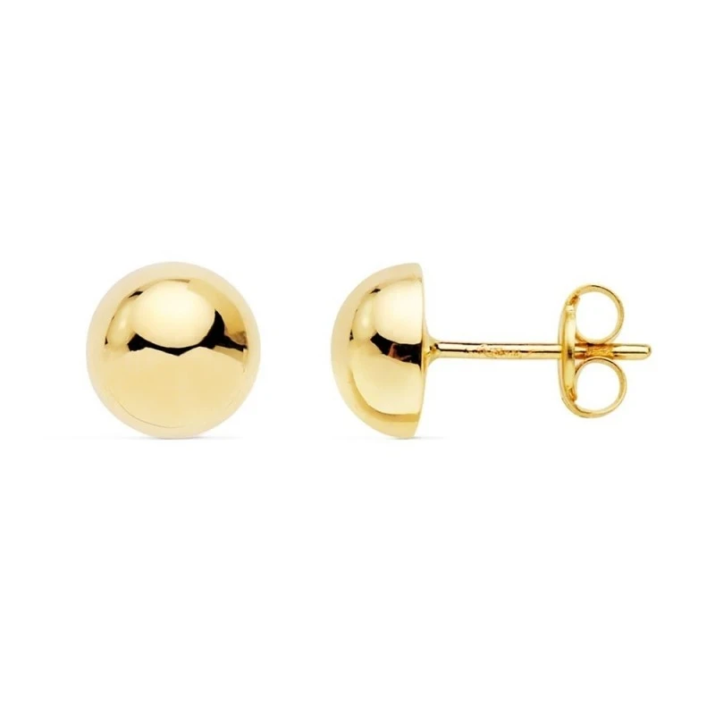 Pendientes Oro 18k mujer 7 mm. media bola lisa brillo