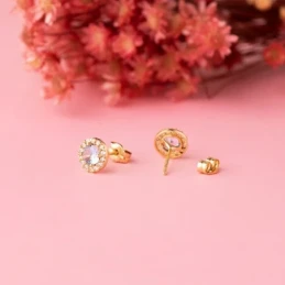 Pendientes Oro 18k mujer 6.5 mm. redondos aguamarina centro combinada