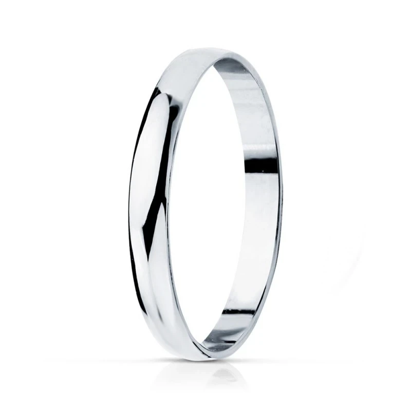 Alianza Oro Blanco 18k lisa brillo ancho cuerpo 2.5 mm.. Grabación in