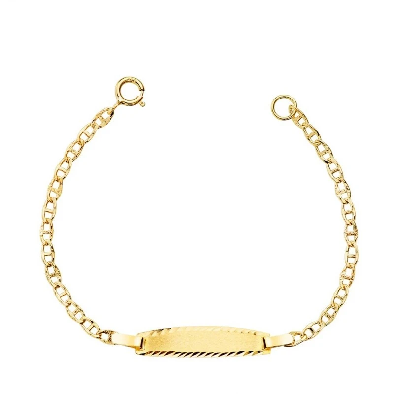 Esclava Oro 18k bebé 11.5 cm. cadena ancla maciza 2 mm. tamaño chapa