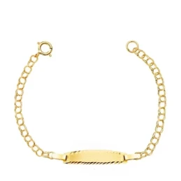Esclava Oro 18k bebé 11.5 cm. cadena húngara 2 mm. tamaño chapa 19 x