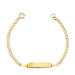 Esclava Oro 18k bebé 12 cm. cadena barbada hueca 2 mm. tamaño chapa 1