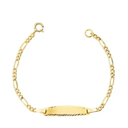 Esclava Oro 18k bebé 12 cm. cadena 3x1 hueca 1.5 mm. chapa 19 x 4 mm.