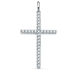 Cruz Colgante Oro Blanco 18k mujer 26 mm. circonitas asa fija
