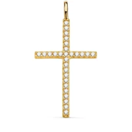 Cruz Colgante Oro 18k mujer 37 mm. circonitas asa fija