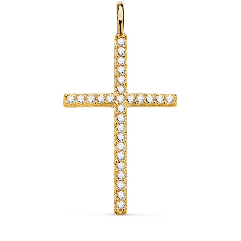 Cruz Colgante Oro 18k mujer 37 mm. circonitas asa fija