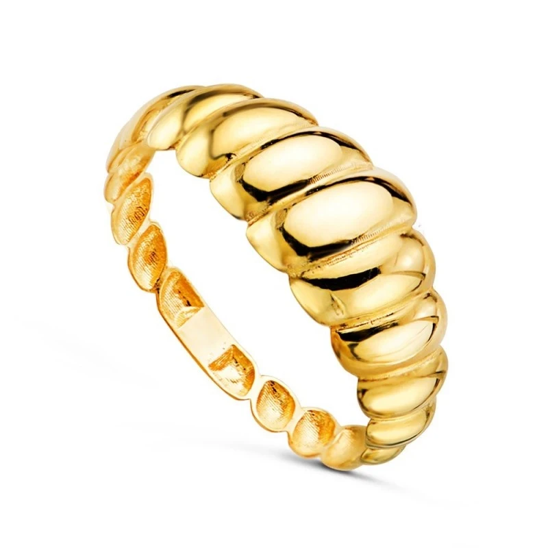 Sortija Oro 18k mujer detalle gallones forma croissant brillo ancho m