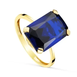 Sortija Oro 18k mujer piedra zafiro 14 x 10 mm. ancho cuerpo 2 mm.