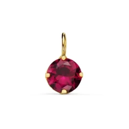 Colgante Oro 18k mujer 6 mm. piedra color roja
