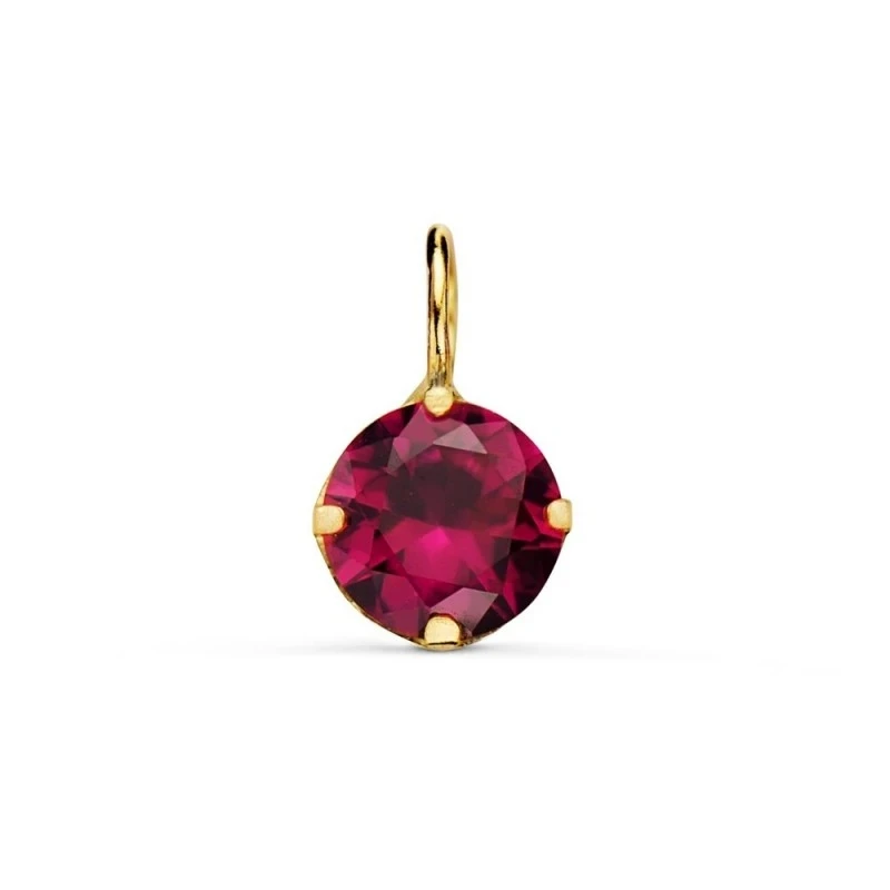 Colgante Oro 18k mujer 6 mm. piedra color roja