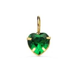 Colgante Oro 18k mujer 6 mm. forma corazón piedra color verde