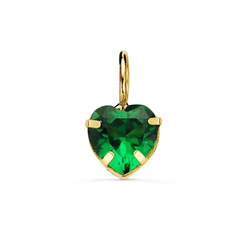 Colgante Oro 18k mujer 6 mm. forma corazón piedra color verde